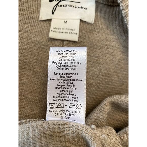 ANDREA JOVINE M Khaki Open Knit Sweater Cardigan Boho Minimalist Lagenlook - Picture 7 of 11